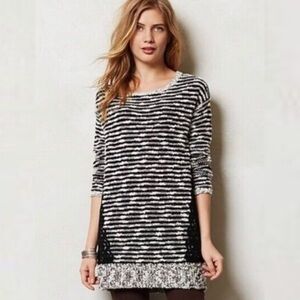 Anthropologie Moth Tweed Knit‎ Fringe Boho Tunic Sweater Top Size Medium Boho M